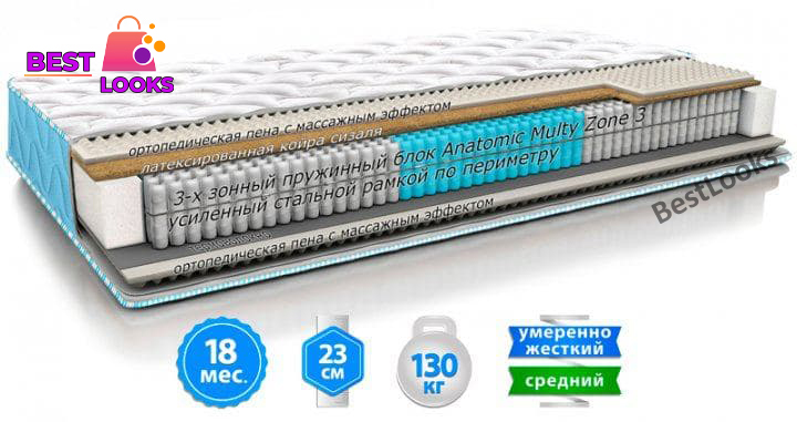 

Матрас ортопедический 180х200 Sleep&Fly Daily 2in1 Fitness