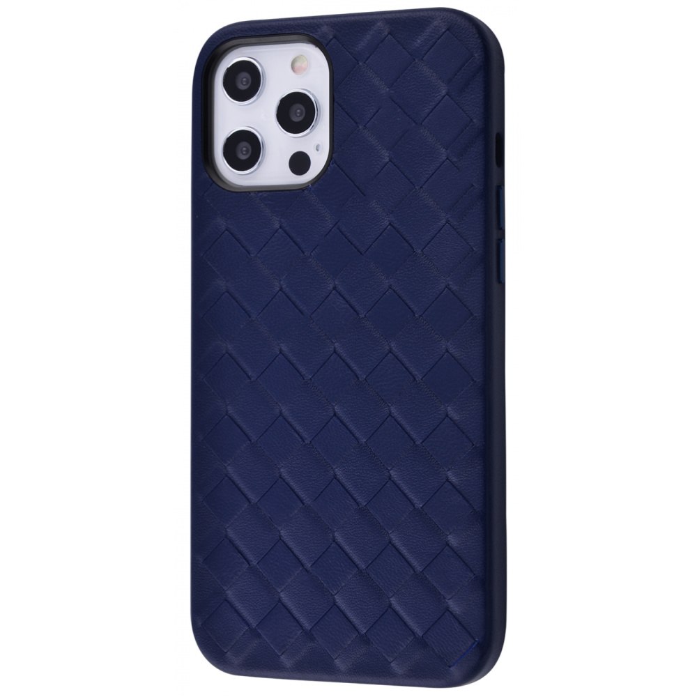 

Чехол Genuine Leather Case Weaving Series для iPhone 12 Pro Max dark blue