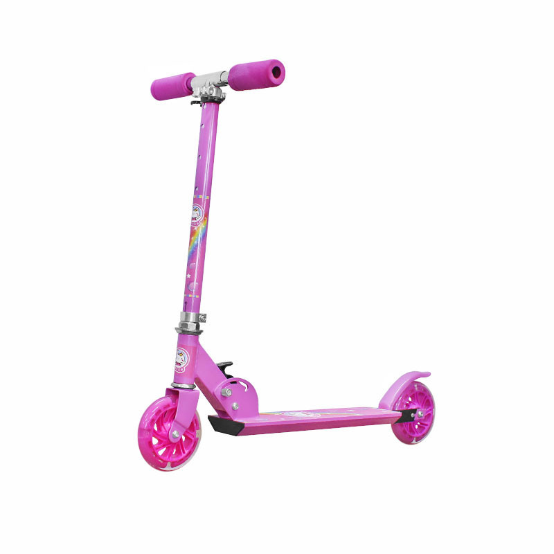 

Двухколёсный самокат Scooter 999 Pink детский для девочек складной с ручным тормозом (SKU_7344-26553)