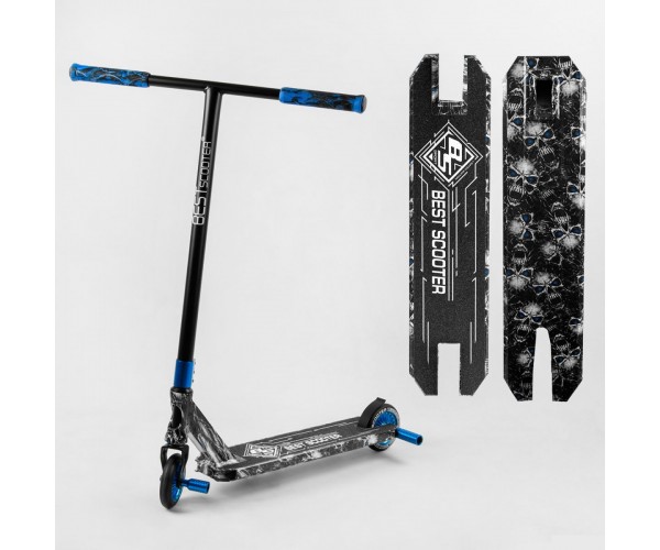 

Самокат трюковый Best Scooter BS-99808, HIC-система, ПЕГИ, алюминиевый диск и дека, колёса PU, с принтом, Черно-синий