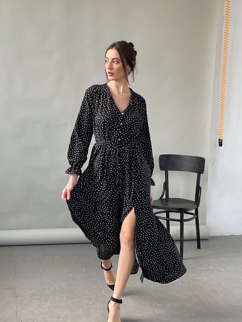 

Черное платье в горошек Sofo Look 2595ч р. S