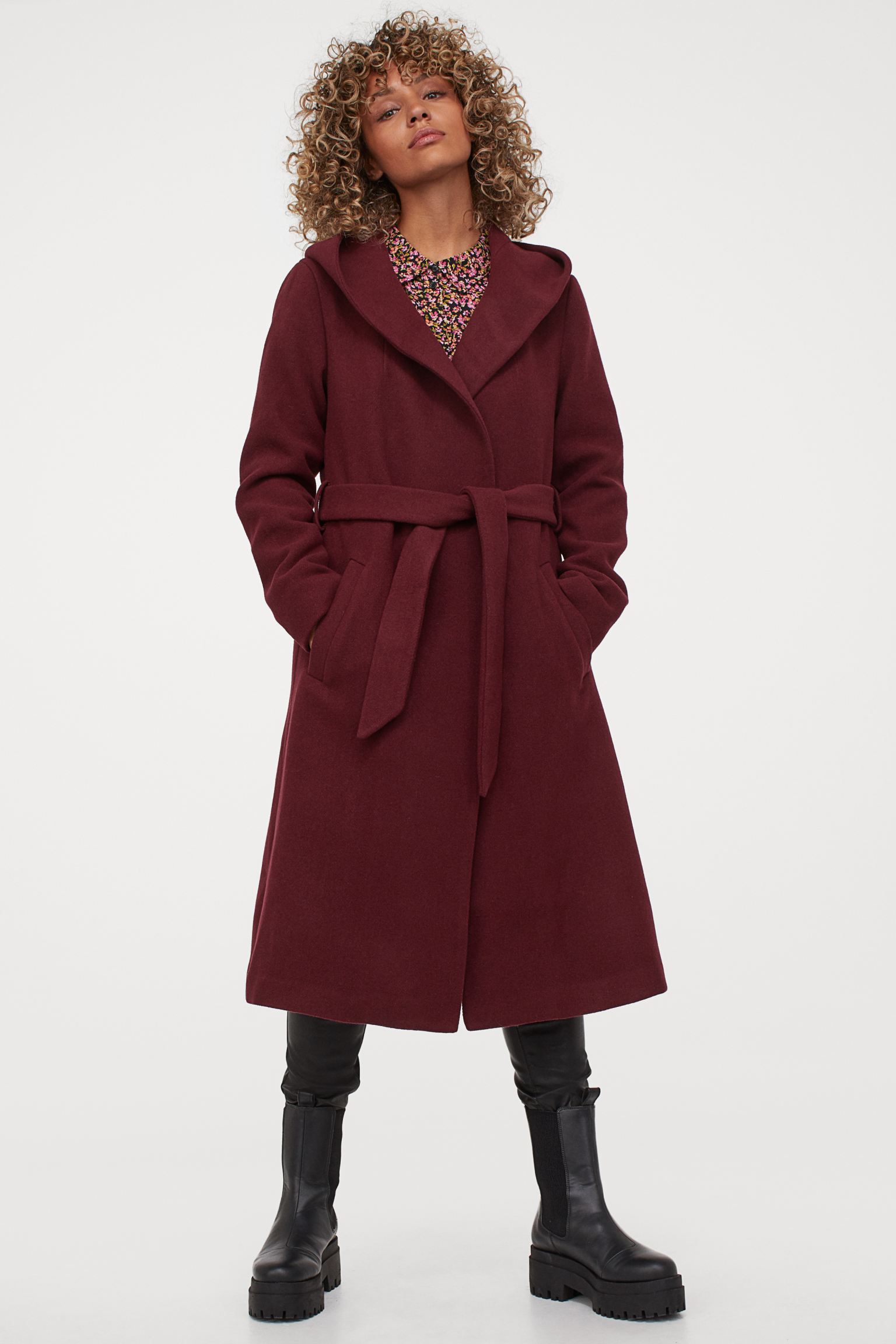 

Пальто H&M  темно красный 6088829922, Пальто H&M XL темно красный 6088829922