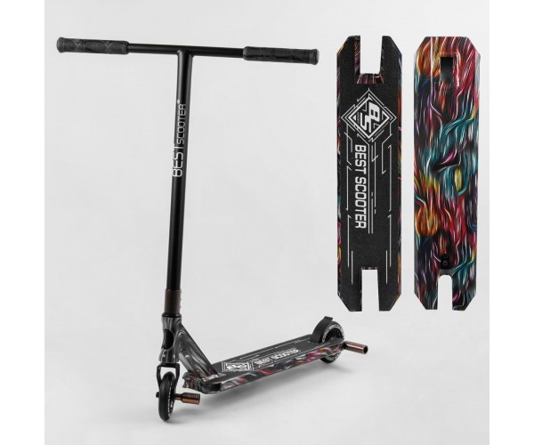 

Самокат трюковый Best Scooter BS-99717, HIC-система, ПЕГИ, алюминиевый диск и дека, колёса PU, с принтом, Черный