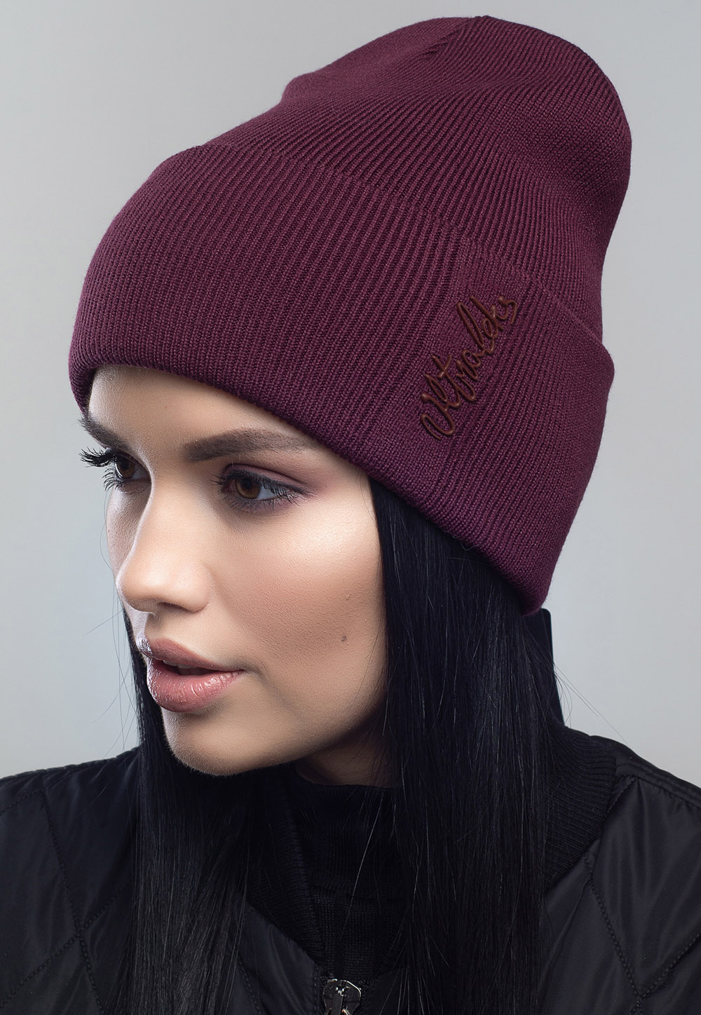 

Женская шапка колпак Флекс цвет бордо+бордо