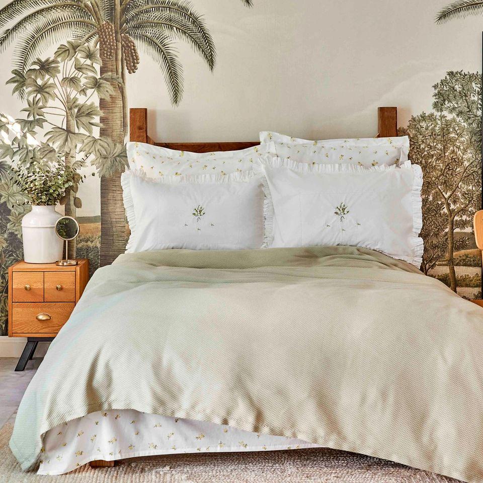 

Постельное белье Karaca Home - Lilium yesil зеленый pike jacquard 200*220 евро