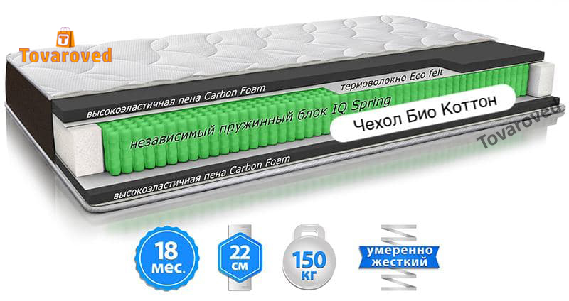 

Матрас ортопедический 150х190 Sleep&Fly ORGANIC Epsilon