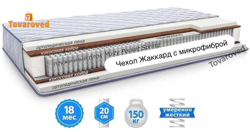 

Матрас ортопедический 150х200 Sleep&Fly Silver Edition COBALT