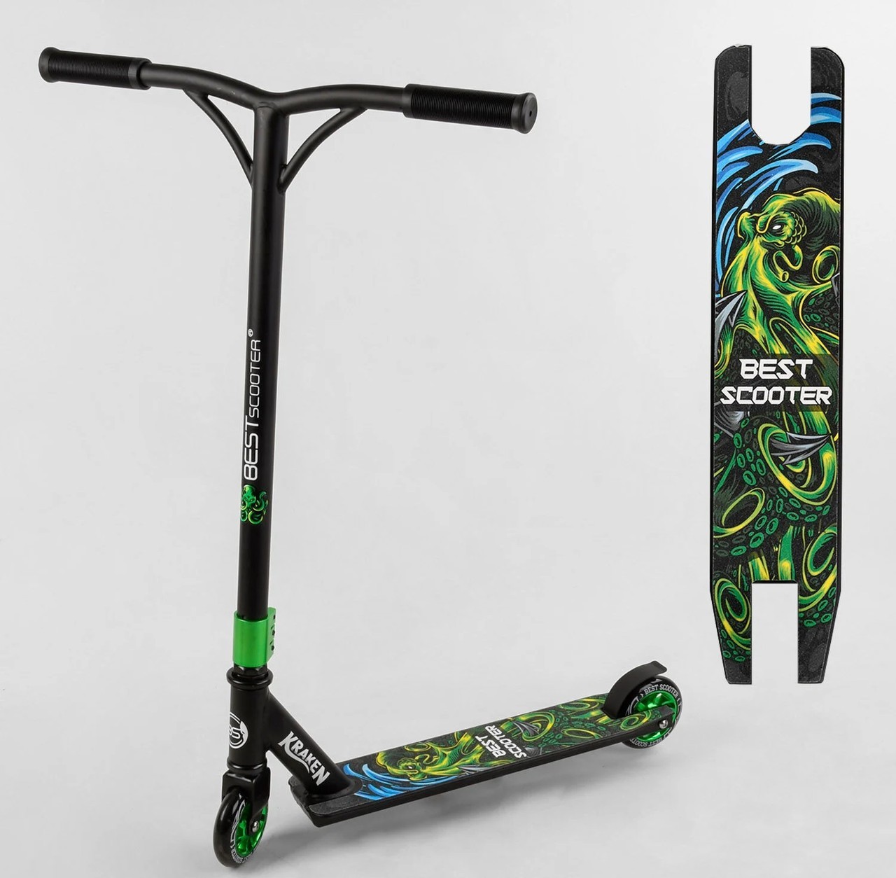 

Самокат трюковый Best Scooter Kraken, до 80 кг, S-22044, черный зеленый
