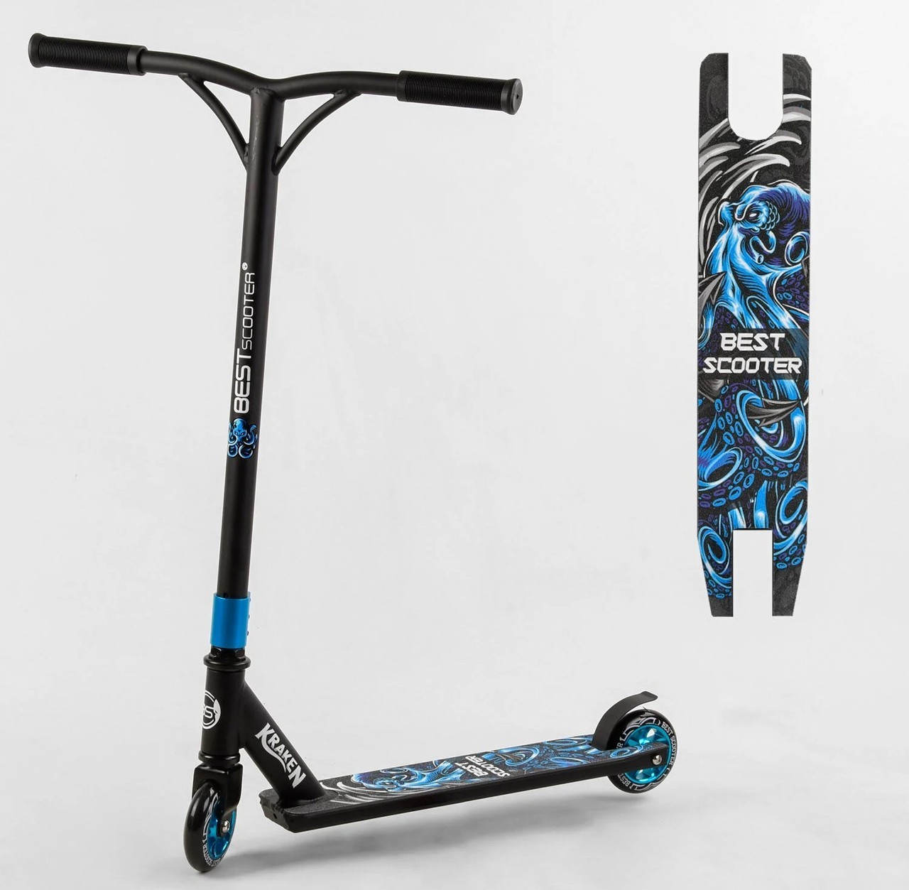 

Самокат трюковый Best Scooter Kraken, до 80 кг, S-20905, черный синий