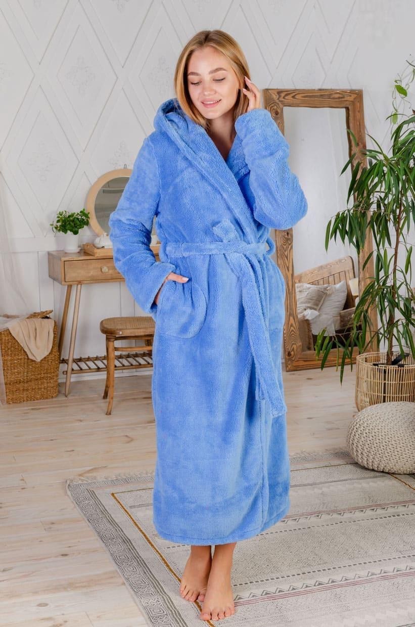 

Халат женский Massimo Monelli длинный голубой, Халат женский Massimo Monelli длинный голубой S-M