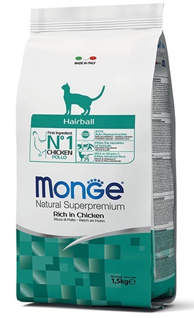 

Сухой корм Monge Cat Hairball Rich in Chicken для котов всех пород со вкусом курицы и кукурузы 1.5 кг (8009470005234)