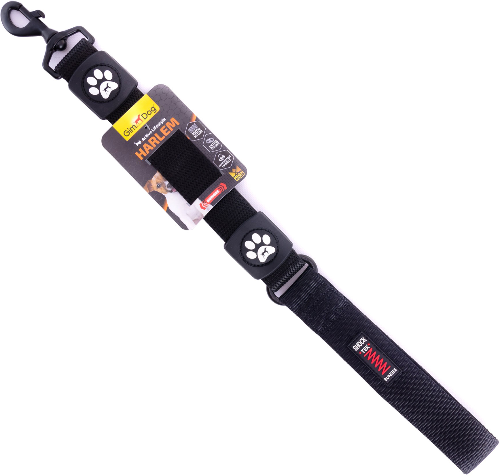 

Поводок для собак GimDog HARLEM BUNGEE 3.8х55 см двухслойный неопрен/нейлон с ручкой Черный