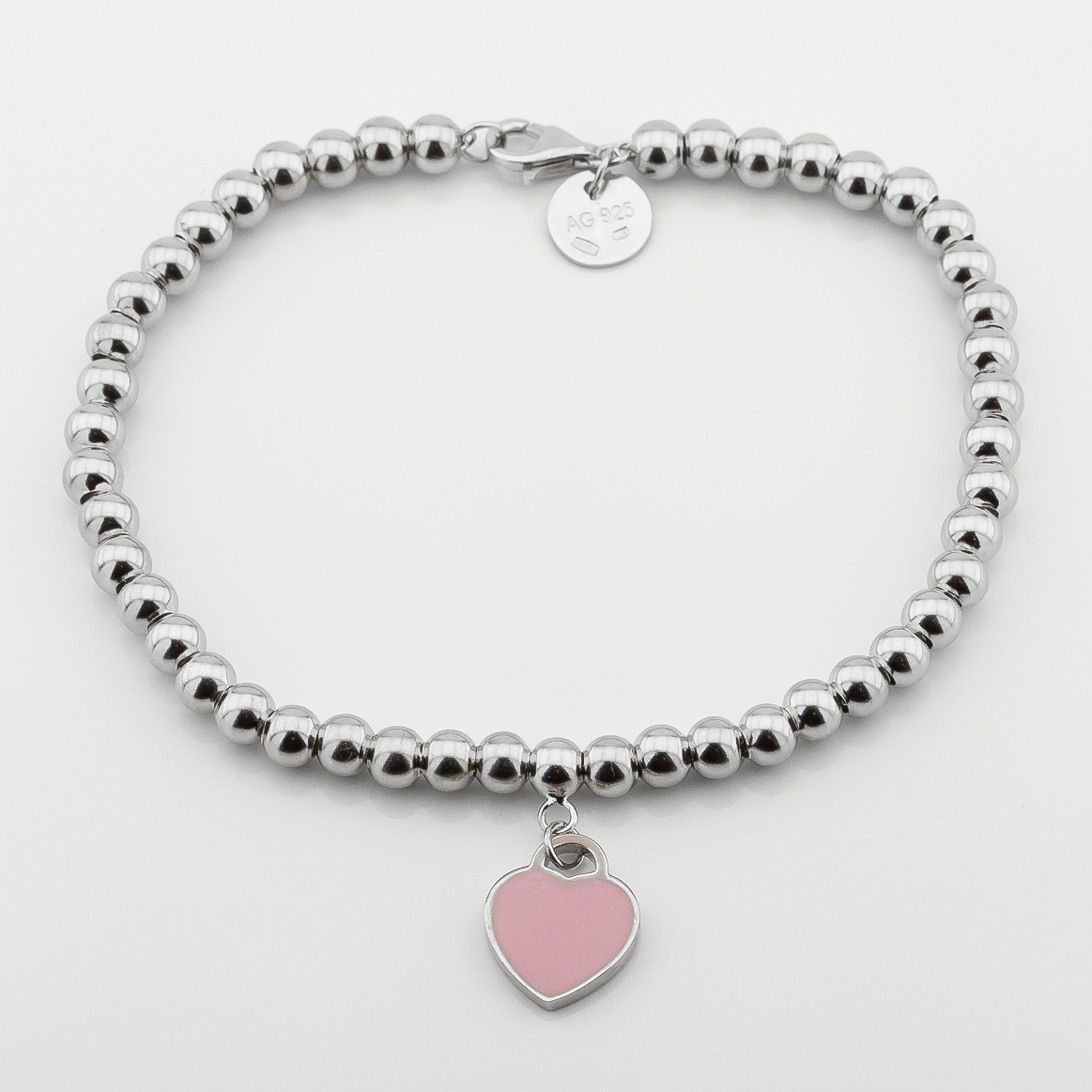 

Серебряный браслет Сердечко с эмалью (розовый) b15390 Диамант, 17,5 размер