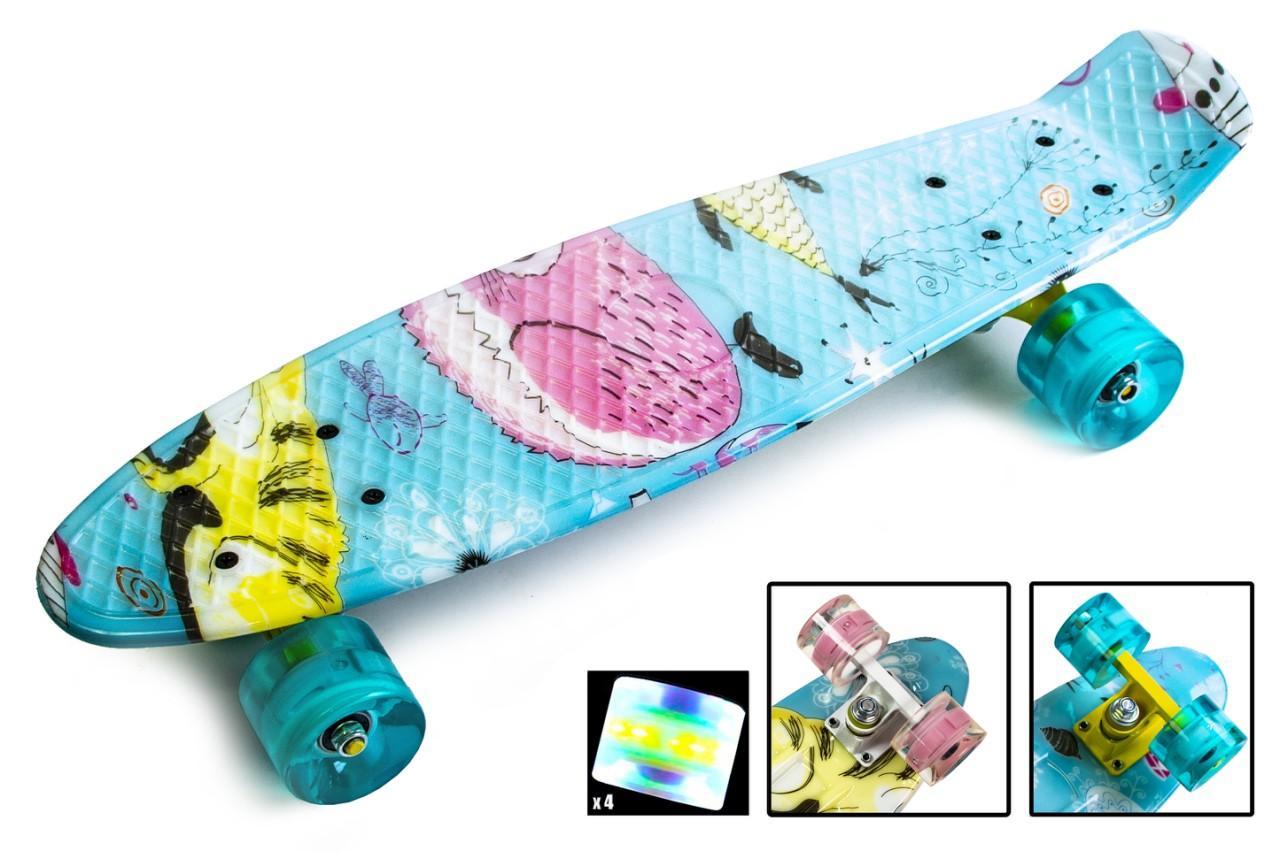 

Пенни борд, Penny Board "COOL CAT" Светящиеся колеса