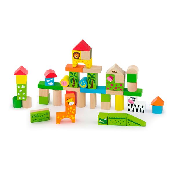 

Деревянные кубики Viga Toys Зоопарк, 50 шт., 3 см (50286)