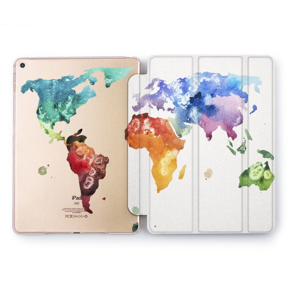 Чехол книжка, обложка для Apple iPad (Акварельная карта) модели Pro 12. ...