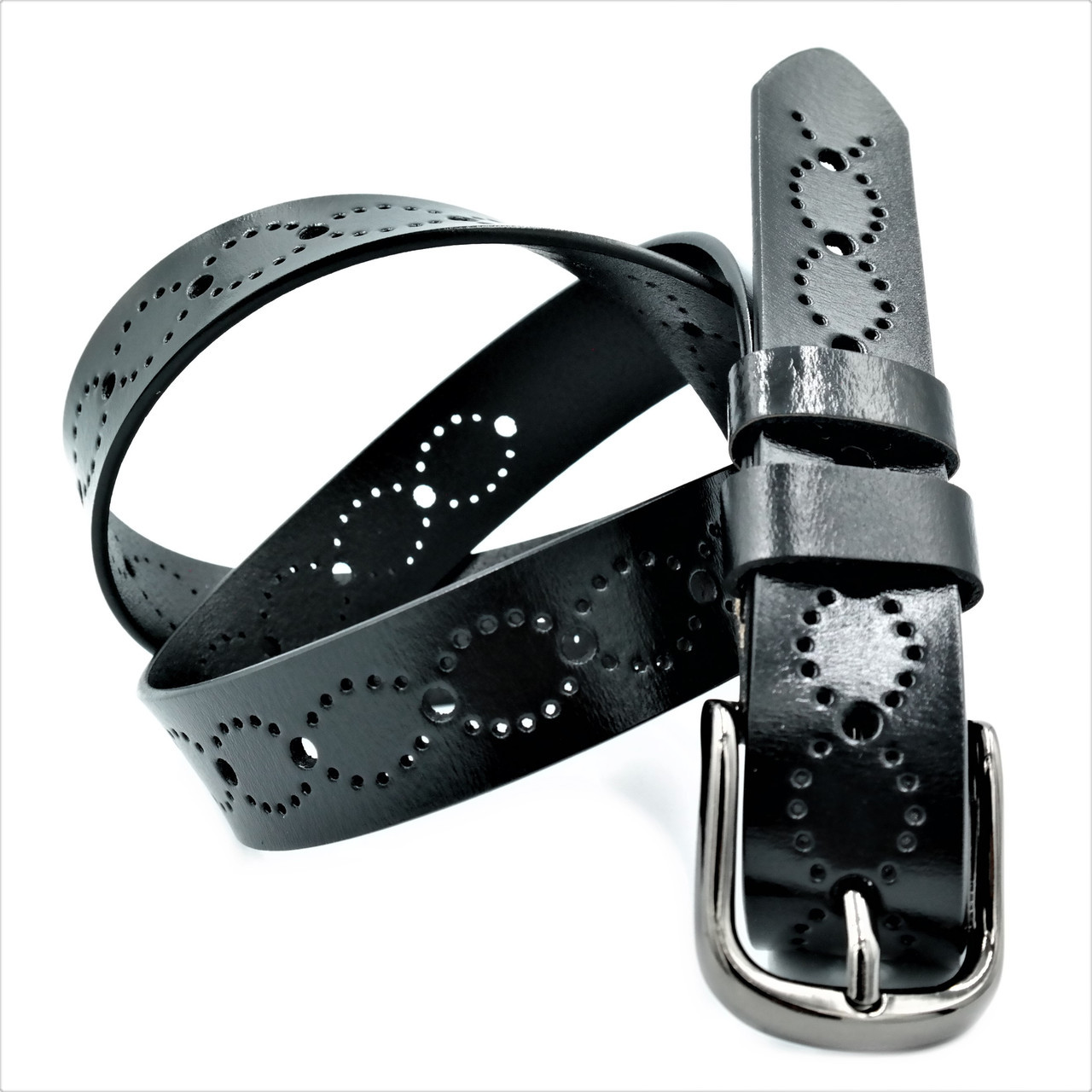 

Кожаный ремень Weatro пояс чёрный Пряжка классическая 115 см