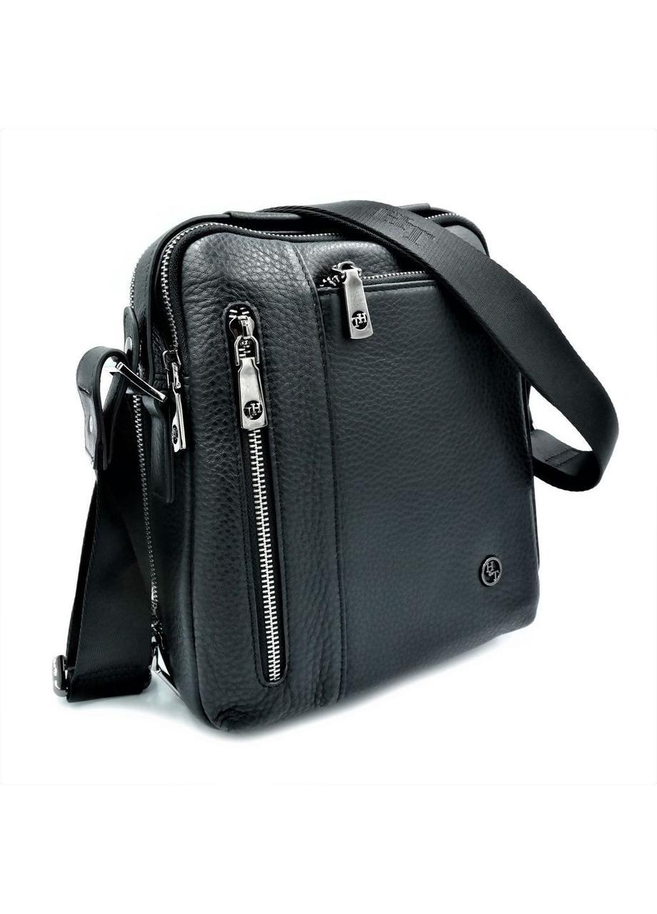 

Мужская кожаная сумка H.T.Leather чёрного цвета 26 х 22 х 9 см