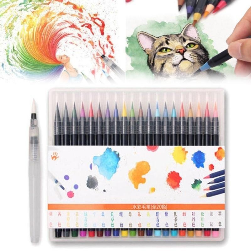 

Акварельные маркеры с кисточкой ART SET 20 цветов на водной основе