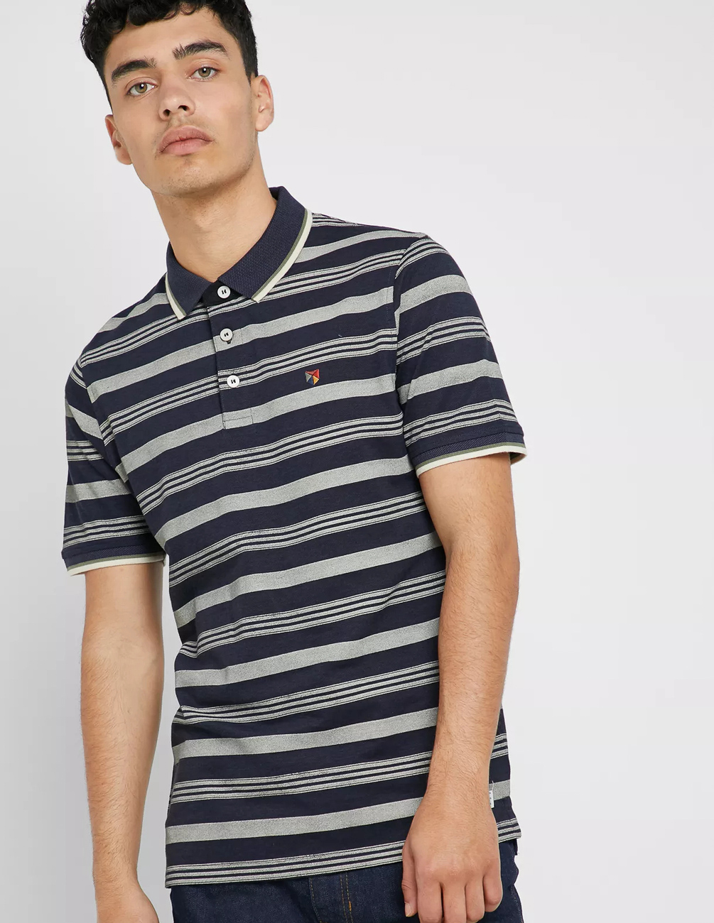 

Поло к/р JACK&JONES М0111954 цвет синий-серый M