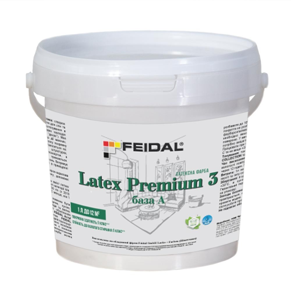 

Латексная краска 1л FEIDAL Latex Premium 3 база А