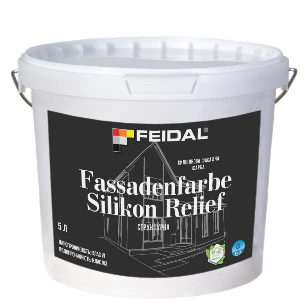 

Силиконовая фасадная краска 5л FEIDAL Fassadenfarbe Silikon Relief