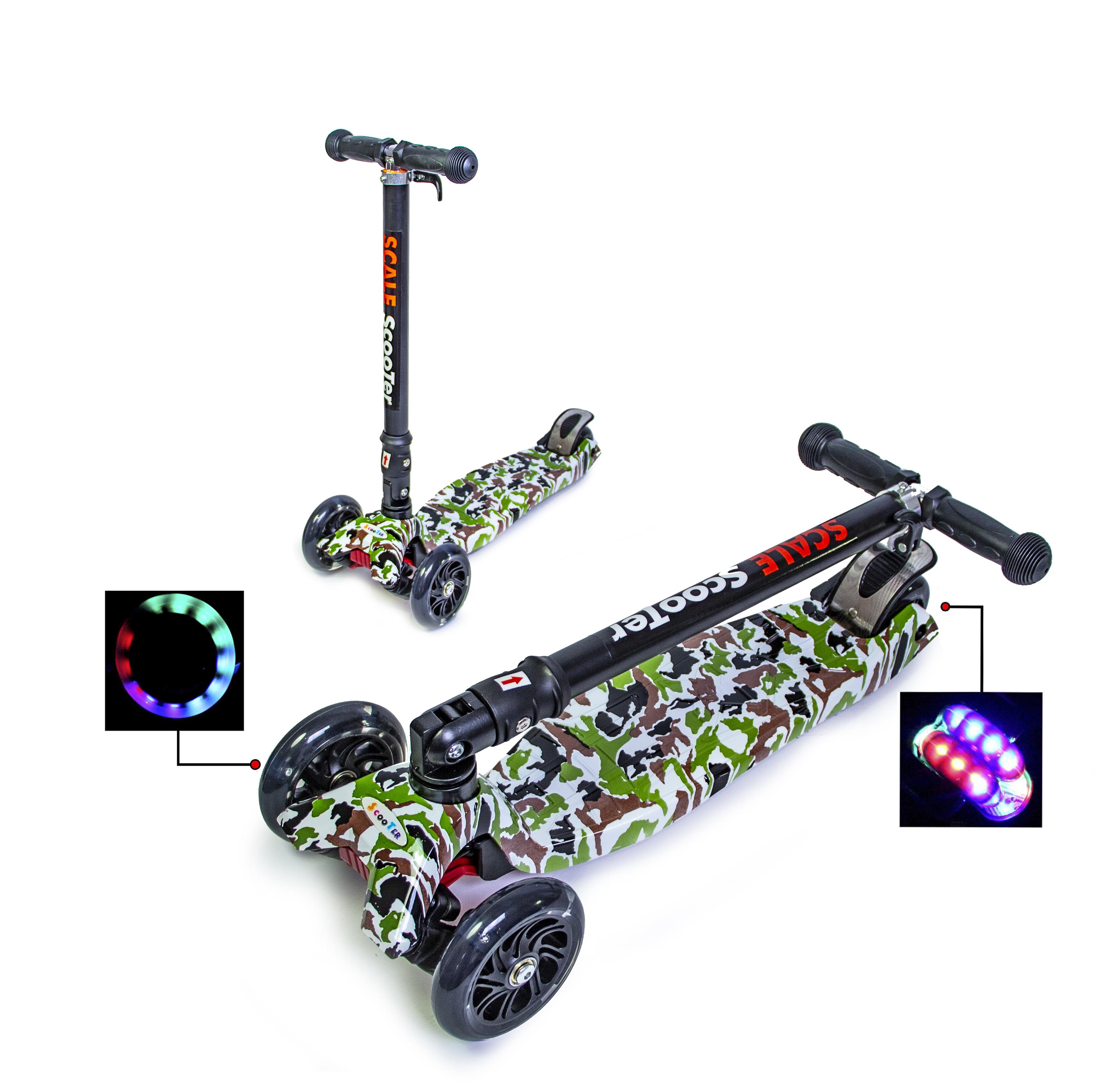 

Детский трехколесный самокат Best Scooter Maxi "Милитари военный цвет" со складной ручкой (3 колесный) все колеса светятся 1245409874