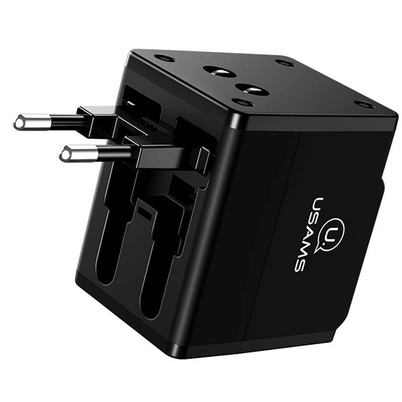 

СЗУ Usams US-CC044 T2 4in1, разъёмы для US/AU/EU/UK Черный