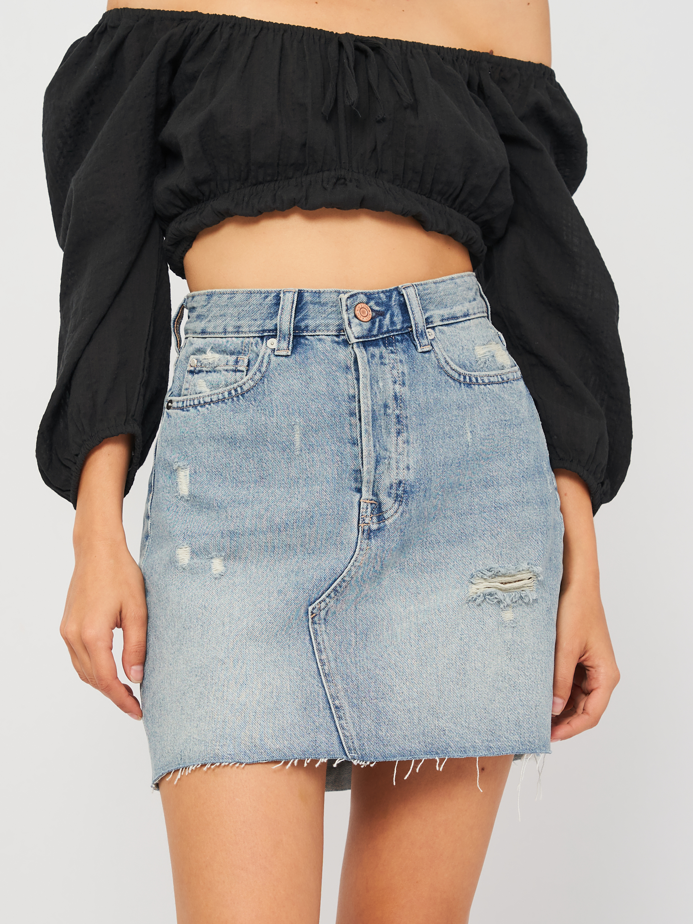 

Юбка джинсовая H&M 0539878-7 38 Голубая (СА2000001573365)