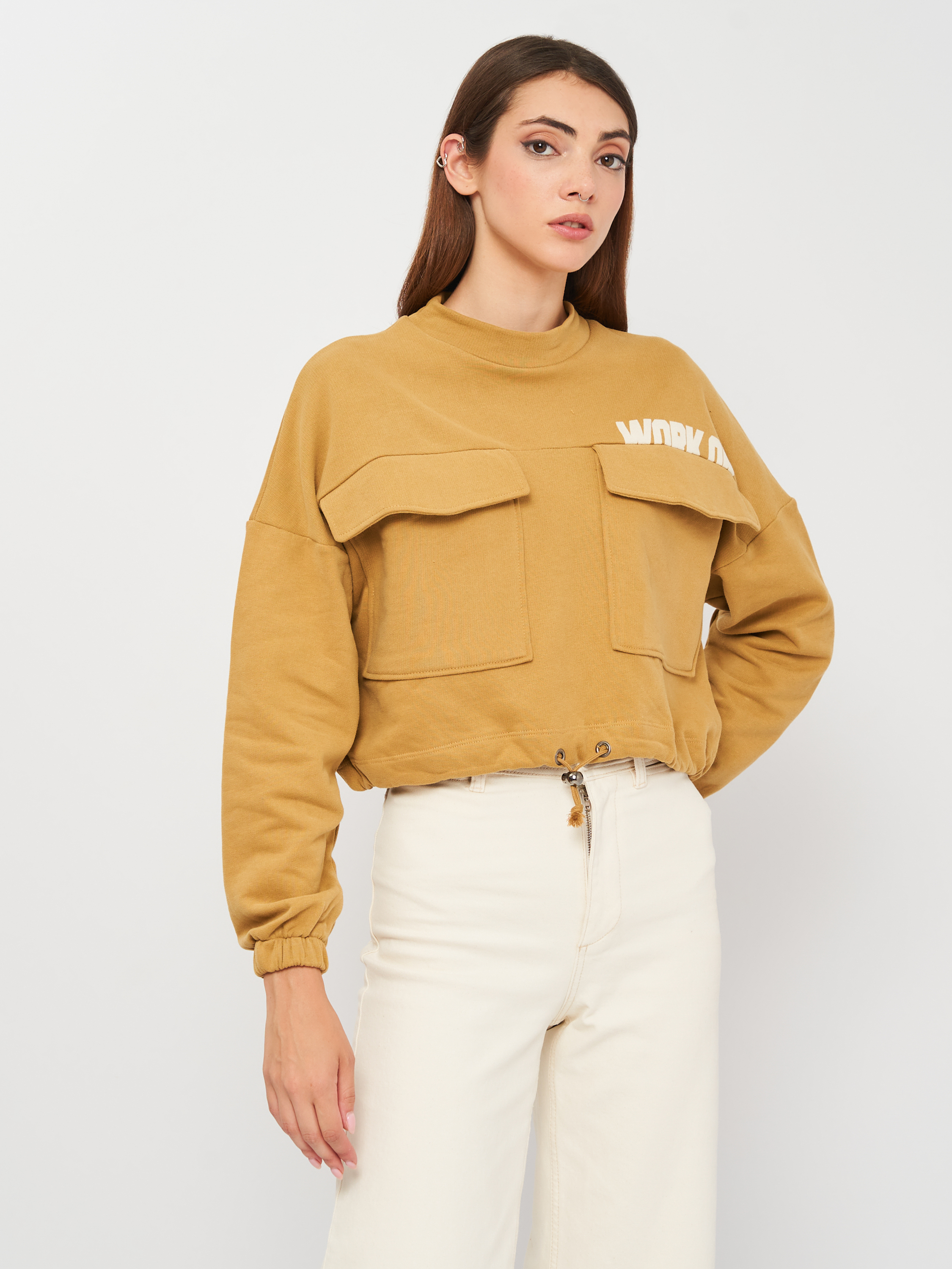 

Свитшот Pull & Bear 5590/369/450  Горчичный, Свитшот Pull & Bear 5590/369/450 XS Горчичный