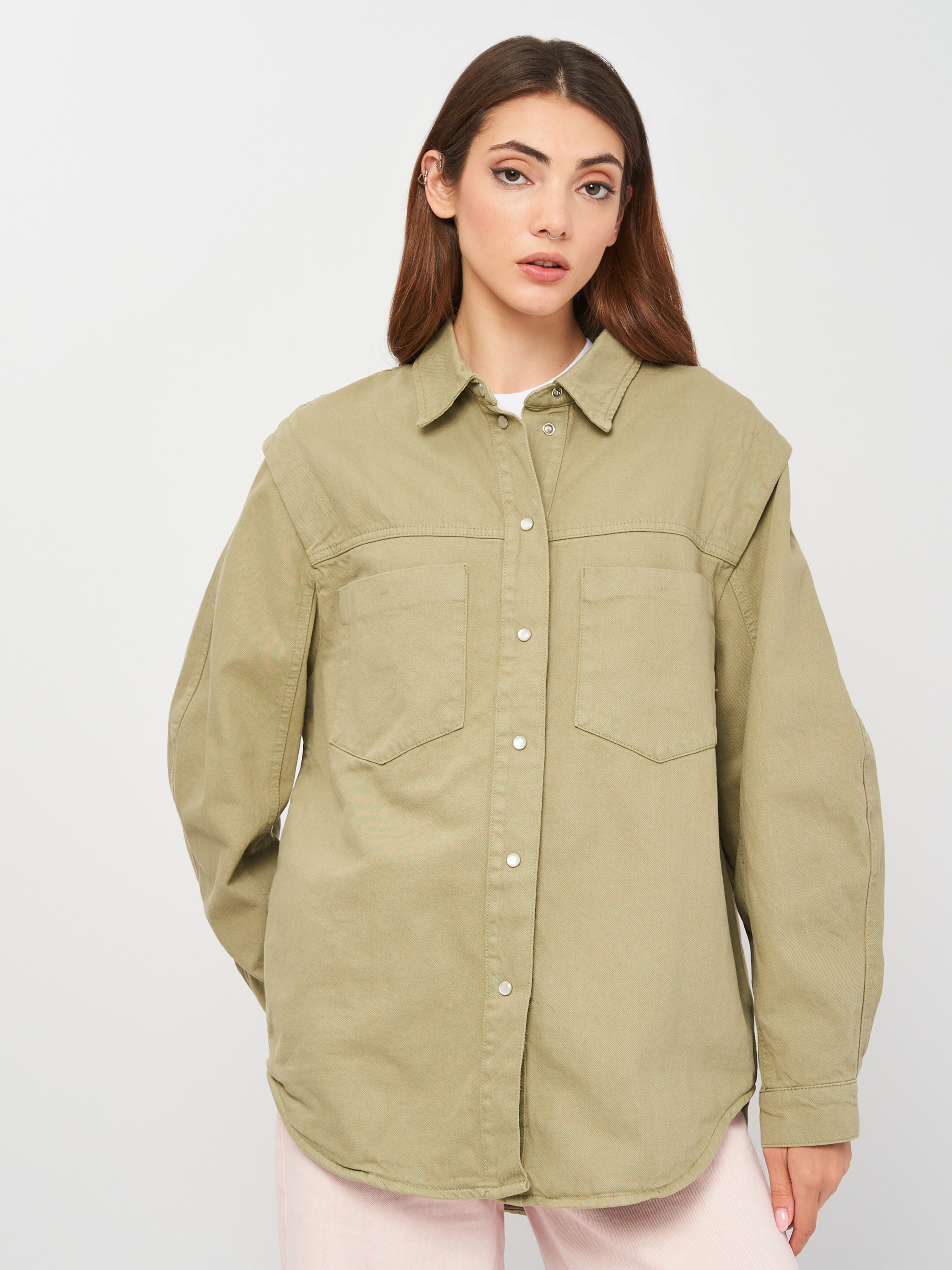 

Куртка-рубашка Bershka 1164/019/505 M/L Оливковая