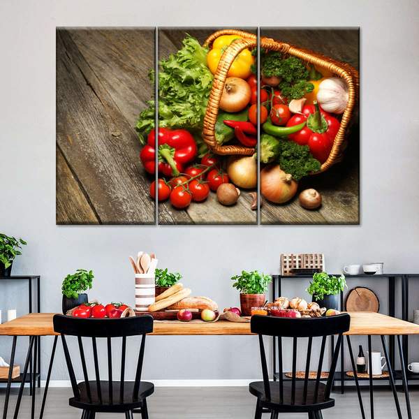

Модульная картина из трех частей Корзинка овощей 78x48 см