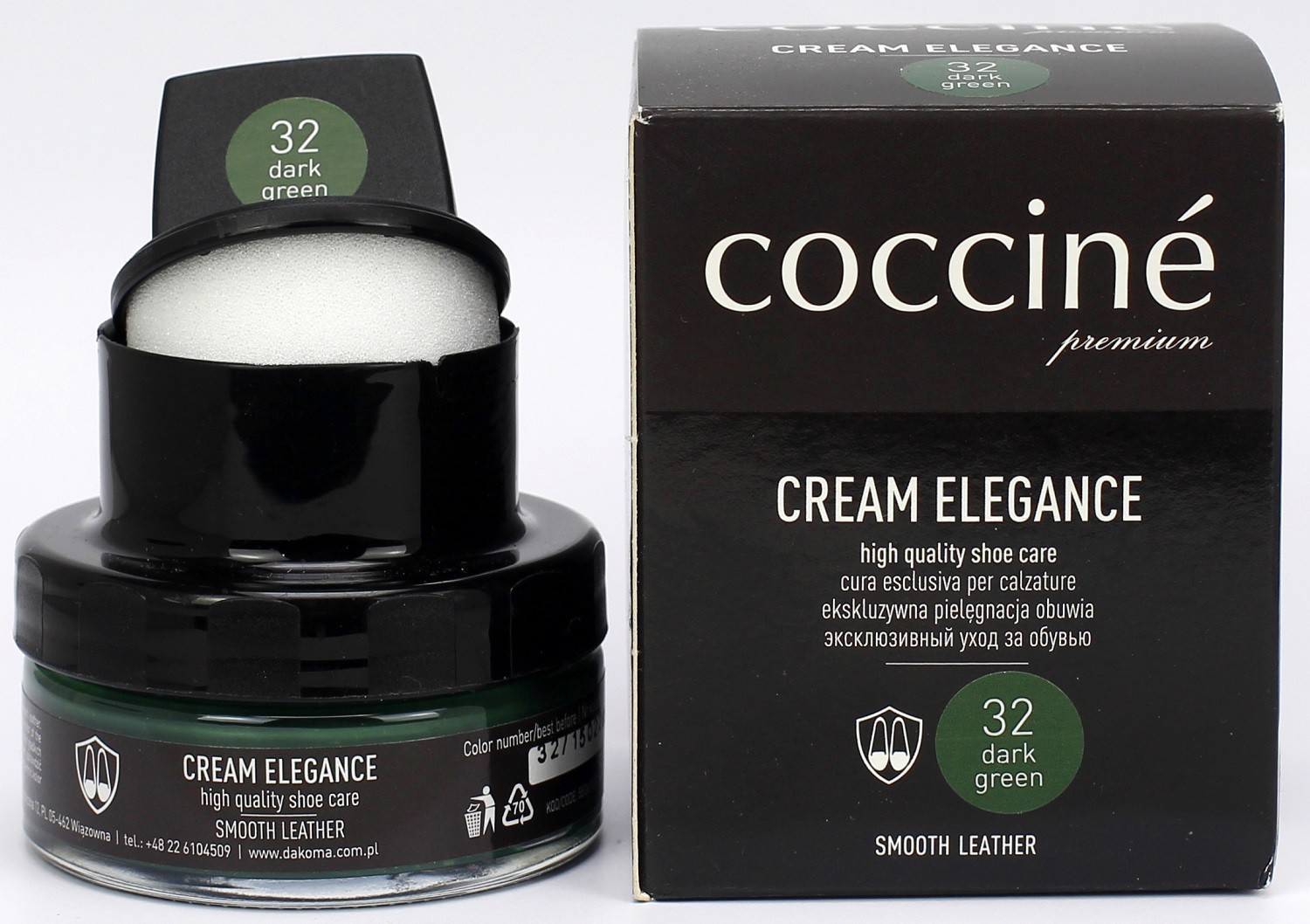 

Крем в банці + губка COCCINE 50ml DARK GREEN
