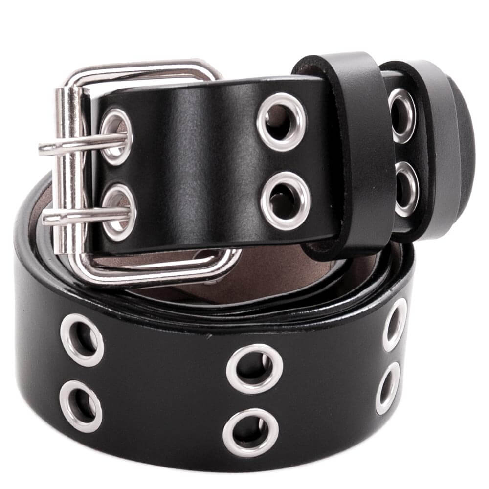 

Ремень женский кожаный с люверсами черный (7889-1 black)