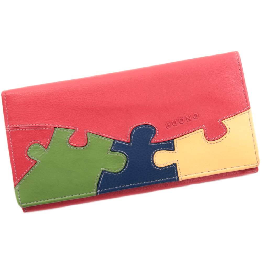 

Кошелек женский кожаный черный комбинированный Buono (03-8239 red)