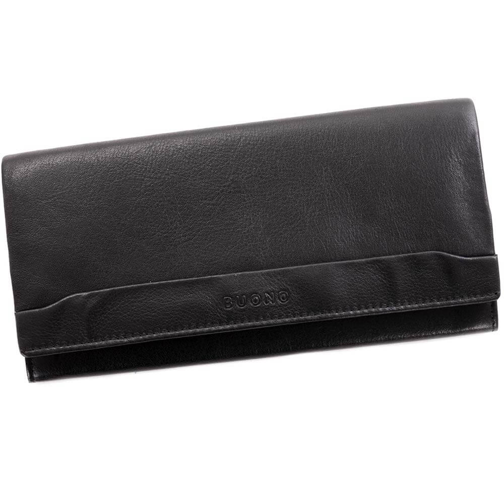 

Кошелек женский кожаный вместительный черный Buono (03-8245 black)
