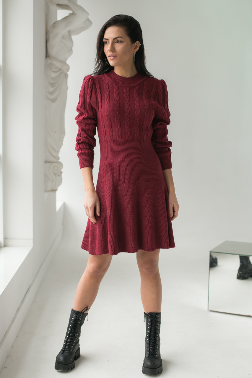

Теплое платье оригинального силуэта LUREX - бордо цвет, S ( 1012893505)