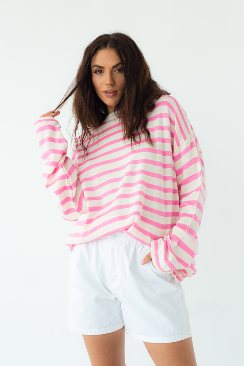 

Свитшот оверсайз в полоску QU STYLE - пудра цвет, S ( 1023580705)