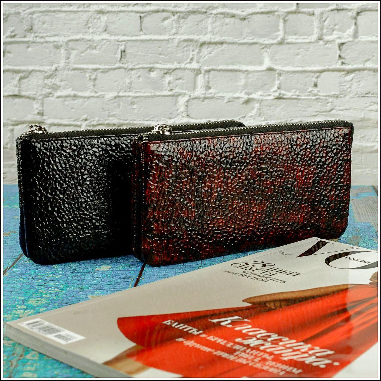 

Кошелёк-клатч женский натуральная лаковая кожа ALORI, черный ВА-01-6 Black