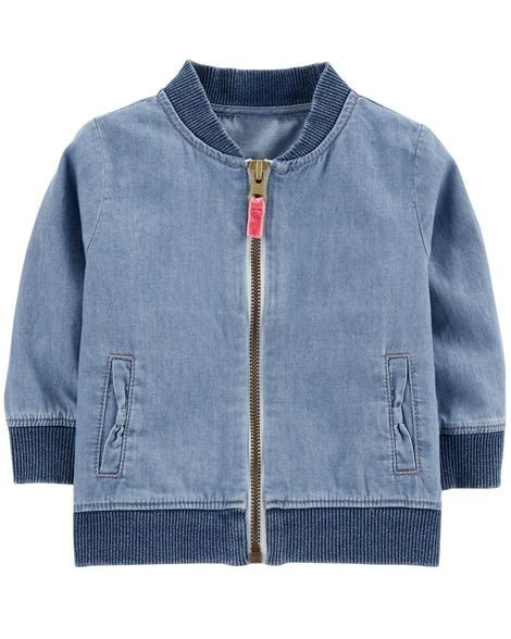 

Джинсовая куртка-бомбер Carters для девочки 18 М 78-80 см Светло-синяя