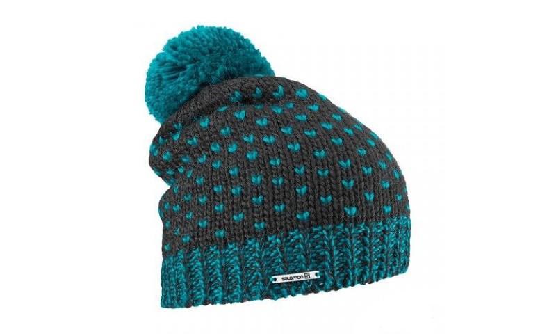 

Шапка Salomon PEARL BEANIE  BLACK/Kouak Blue, Шапка Salomon PEARL BEANIE One Size BLACK/Kouak Blue