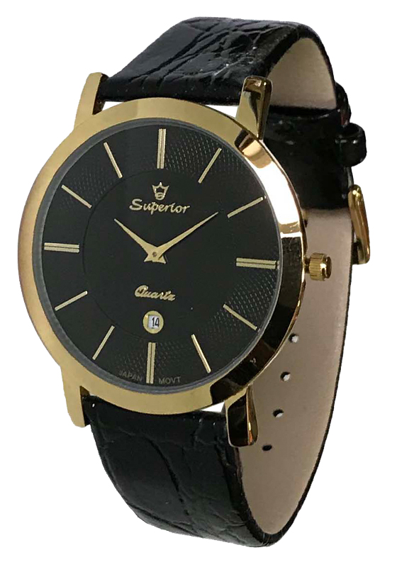 

Мужские часы Superior классика, календарь (5300 gold black)