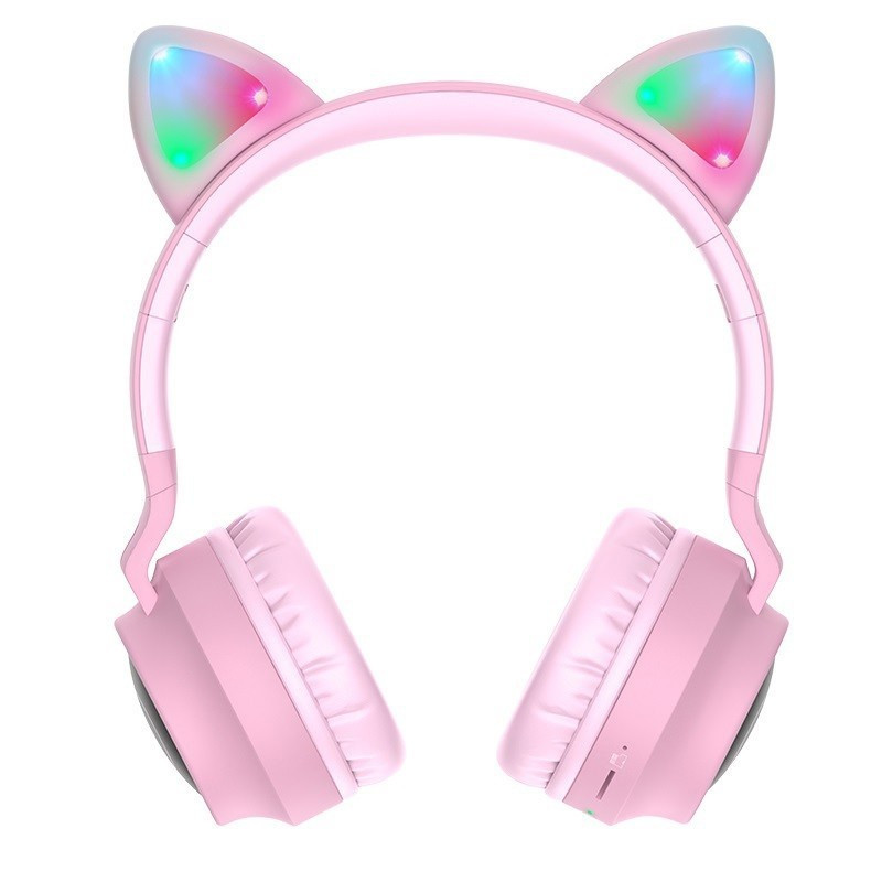 

Беспроводные Bluetooth наушники HOCO W27 Cheerful Cat ear. Pink