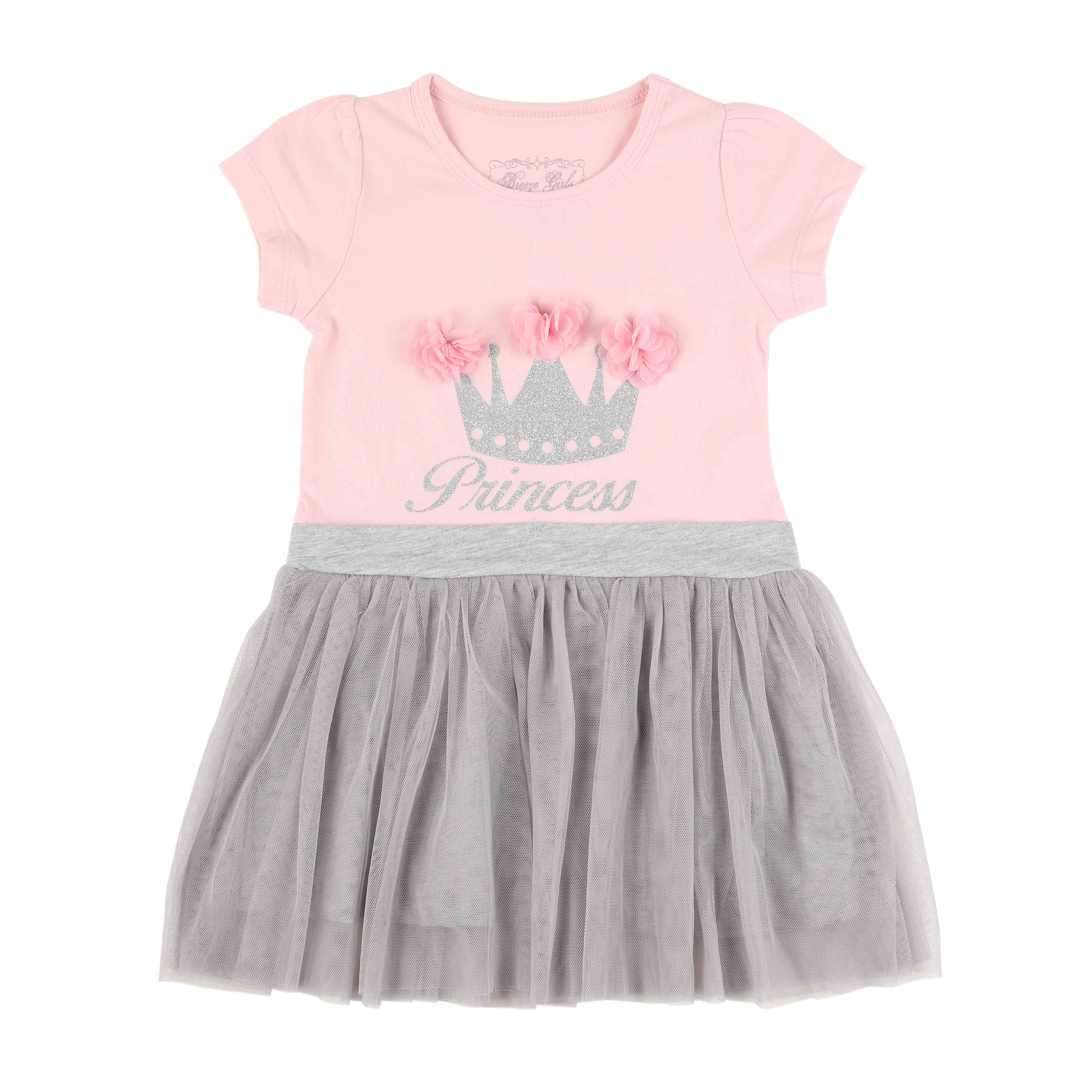 

Платье Breeze girls & boys Princess светло-розовое+светло-серое 98