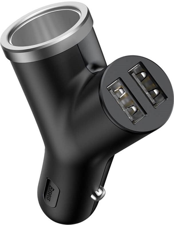 

Автомобильное зарядное устройство Baseus Y type dual USB + cigarette lighter extended car charger 3.1 A Black (CCALL-YX01)