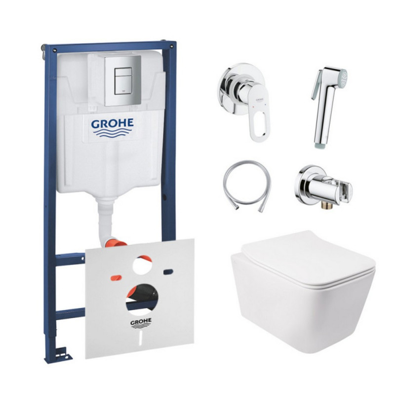 

Комплект инсталляция Grohe Rapid SL 38772001 + унитаз с сиденьем Qtap Crow QT05335170W + набор для гигиенического душа со смесителем Grohe BauLoop 111042