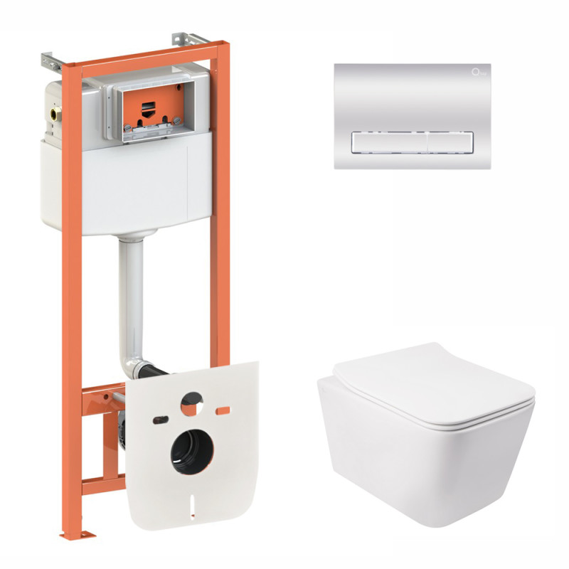 

Набор Qtap инсталляция 3 в 1 Nest QT0133M425 с панелью смыва линейной QT0111M08381CRM + унитаз с сиденьем Crow QT05335170W