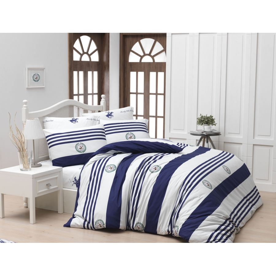 

Постельное белье Beverly Hills Polo Club ранфорс - BHPC 003 Dark Blue евро