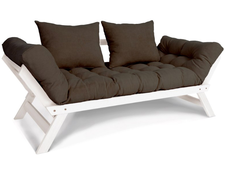 

Диван футон раскладной ROCO KrasivoDoma, 155*80*75 см, из 100% массива сосны, +2 подушки и матрас 205*75 см, коричневый