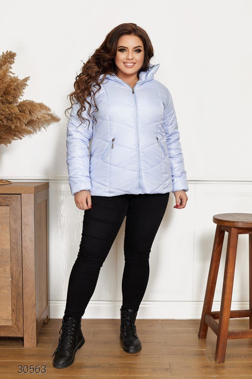 

Женская дутая стеганная куртка с капюшоном Fоsаn, Алёна голубой  56-58, Женская дутая стеганная куртка с капюшоном Fоsаn, Алёна голубой 5XL 56-58